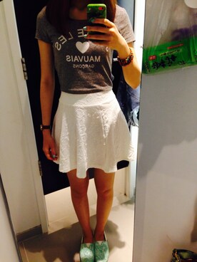 「H&M（エイチ・アンド・エム）のアイテム（スカート）」を使った、kayiiiiさん（メンズ・166cm）の夏コーディネート