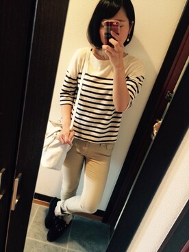 「ajisai apartmentのアイテム（ショルダーバッグ、ホワイト系）」を使った、chicoooさん（レディース・157cm）の夏コーディネート