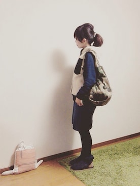 「アイテム（マウンテンパーカー、ブルー系）」を使った、🅨Ⓤ🅒🅞さん（レディース・157cm）の秋コーディネート