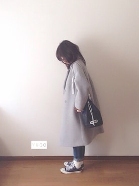 「ソックス」｜「アイテム（チェスターコート）」を使った、🅨Ⓤ🅒🅞さん（レディース・157cm）の冬コーディネート