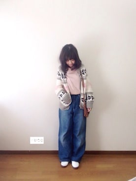 「カウチンセーター」｜「アイテム（ブルゾン）」を使った、🅨Ⓤ🅒🅞さん（レディース・157cm）の冬コーディネート