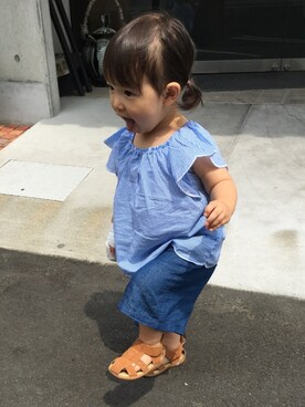 「ガウチョパンツ」｜「アイテム（デニムパンツ）」を使った、karenさん（キッズ・80cm）の夏コーディネート