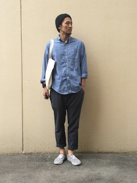 「SERO（セロ）のアイテム」を使った、Dennis Kanekoさん（メンズ・181cm）の春コーディネート