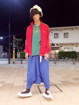 「アイテム（ジャージ）」を使った、カ マ ノさん（メンズ・181cm・10代）の夏コーディネート