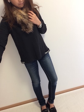 「ペタンコ靴」｜「アイテム（モカシン/デッキシューズ）」を使った、su.さん（レディース・153cm）の秋コーディネート