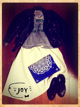「Shikica Tokyo（シキカトウキョウ）のCotton emb clutch（クラッチバッグ、ブルー系）」を使った、marinaさん（レディース・151cm）の春コーディネート