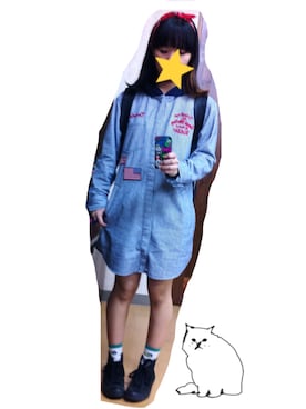 「ヒッコリー」｜「アイテム（シャツワンピース）」を使った、くみこさん（レディース・150cm）の冬コーディネート