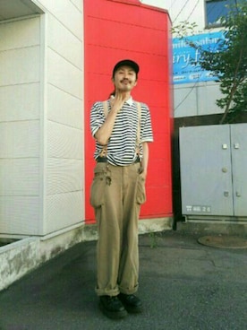 「アイテム（ポロシャツ）」を使った、nobuyuki hayashiさん（メンズ・174cm）の夏コーディネート