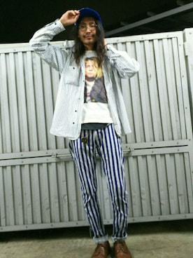 「アイテム（ドレスシューズ、ブラウン系）」を使った、nobuyuki hayashiさん（メンズ・174cm）の夏コーディネート