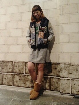 「CIAOPANIC（チャオパニック）のアイテム（ブーツ）」を使った、FUKUOKA STAFF4さん（レディース・163cm）の冬コーディネート
