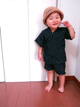「西松屋」｜「アイテム（浴衣）」を使った、aytさん（キッズ・70cm）の夏コーディネート