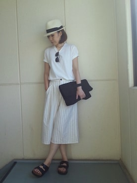 「パックT」｜「アイテム（帽子）」を使った、naoさん（レディース・166cm）の夏コーディネート