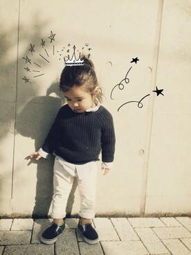 「babyGAP（babyGAP）のアイテム（シャツ/ブラウス、ブルー系）」を使った、suz☺︎さん（キッズ・100cm）の春コーディネート