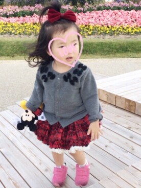 「タータンチェック」｜くりぃみーさん（キッズ・80cm）の秋コーディネート