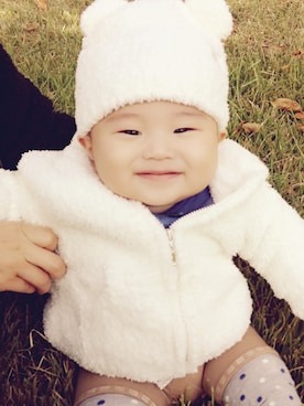 「Kashwere（カシウエア）のアイテム（パーカー、ホワイト系）」を使った、toraさん（レディース）の冬コーディネート