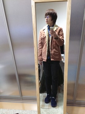 「ランチコート」｜「アイテム（その他アウター）」を使った、富田修平 - Shuhei Tomitaさん（メンズ・177cm）の冬コーディネート