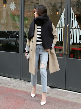 「 ラクチンコーデ」｜「アイテム（ダウンジャケット/コート）」を使った、hyuna_uptownholicさん（レディース・159cm）の冬コーディネート