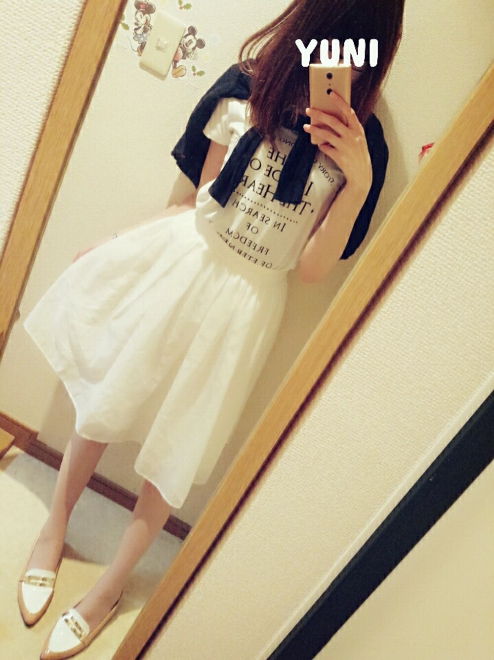 「earth music&ecologyのスカート（スカート、ホワイト系）」を使った、ゆにさん（レディース・162cm）の夏コーディネートの1枚目の写真
