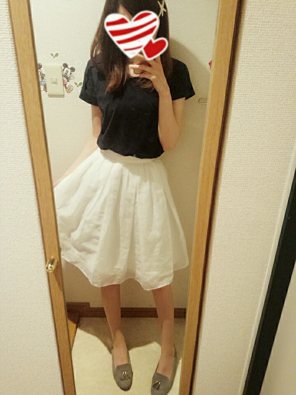 「OLIVE des OLIVEのネックレス付き2WAYプルオーバー（Tシャツ/カットソー、ブルー系）」を使った、ゆにさん（レディース・162cm）の秋コーディネートの1枚目の写真