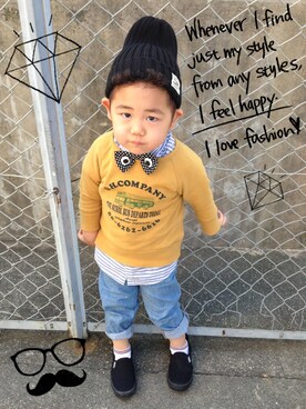 「アイテム（蝶ネクタイ、ブラック系）」を使った、toaさん（キッズ・110cm）の春コーディネート
