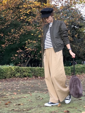 「公園コーデ」｜「アイテム（ブルゾン）」を使った、chieさん（レディース・163cm）の冬コーディネート
