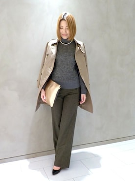 「仕事着」｜「アイテム（トレンチコート）」を使った、ちりちゃんさん（レディース・163cm）の冬コーディネート