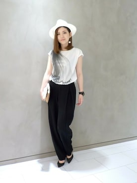 「qualite（カリテ）のアイテム（帽子）」を使った、ちりちゃんさん（レディース・163cm）の夏コーディネート