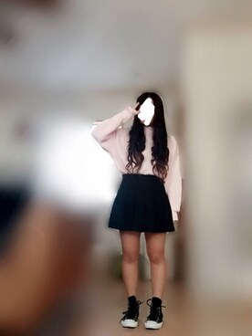 「UNIQLO（ユニクロ）のアイテム（ニット/セーター、ピンク系）」を使った、-W-さん（レディース・150cm）の秋コーディネート