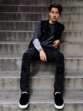 「cheap monday」｜「アイテム（デニムジャケット）」を使った、cheapmondaykoreaさん（メンズ・175cm）の秋コーディネート