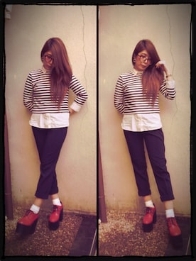 「スウェット×シャツ」｜AIさん（レディース・159cm）の冬コーディネート