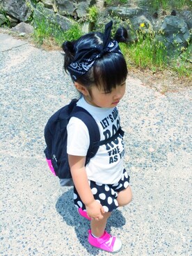 「BeBe（ベベ）のアイテム（バッグ）」を使った、AIさん（キッズ・90cm）の春コーディネート