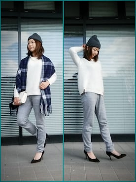 「クルーネックニット」｜rierie993さん（レディース・151cm）の冬コーディネート