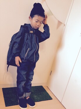 「アイテム（ナイロンジャケット）」を使った、peiさん（キッズ・110cm）の夏コーディネート