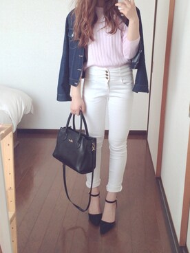 「VENCE（ヴァンス）のアイテム（パンツ）」を使った、iiiizuさん（レディース・165cm）の春コーディネート