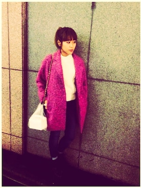 「MIXXO（ミッソ）のアイテム（チェスターコート）」を使った、Tomoko Uenoさん（レディース・157cm）の秋コーディネート