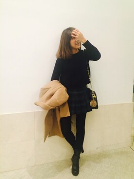 「DHOLIC（ディーホリック）のアイテム（ブーティ）」を使った、Tomoko Uenoさん（レディース・157cm）の冬コーディネート