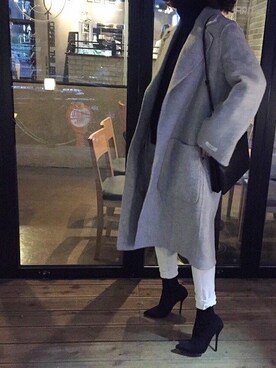 「セリーヌ」｜「アイテム（チェスターコート）」を使った、NO NAMEさん（レディース・156cm）の冬コーディネート