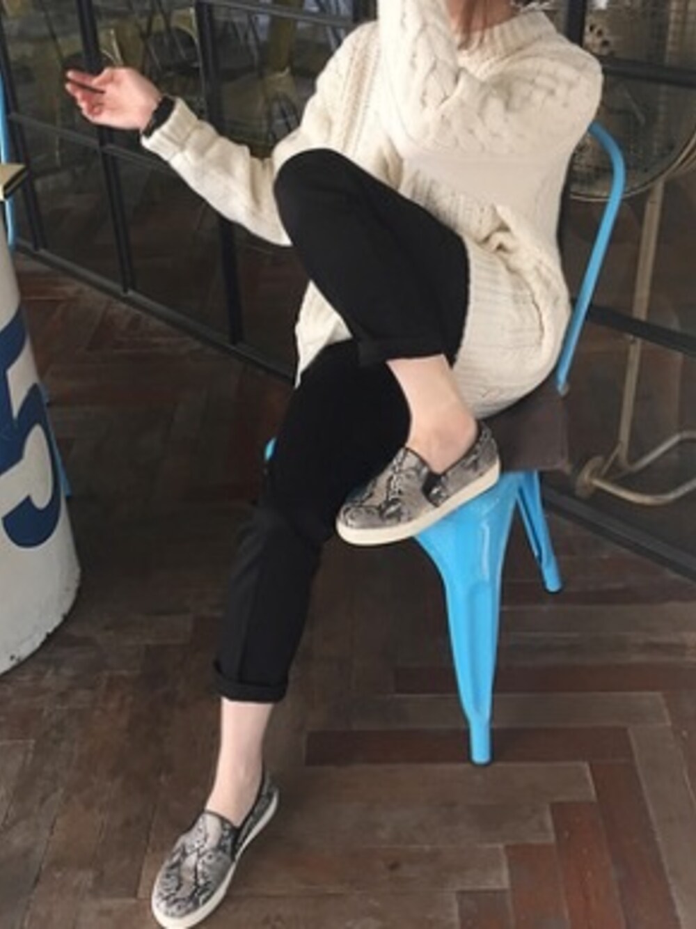 「ZARA、UNIQLO、Deuxieme Classe(Deuxieme Classe)」｜「ZARAのアイテム（ニット/セーター、ホワイト系）」を使った、NO NAMEさん（レディース・156cm）の冬コーディネートの1枚目の写真