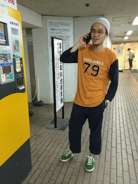 「45R（フォーティファイブアール）のアイテム（チノパンツ）」を使った、うえすさん（メンズ・172cm）の夏コーディネート