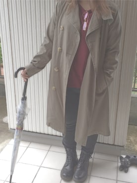 「SM2（エスエムツー）のアイテム（トレンチコート）」を使った、加藤美玖さん（レディース・151cm）の秋コーディネート