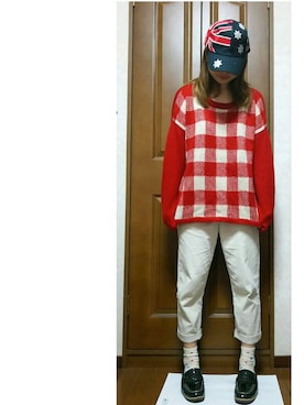 「アイテム（ローファー、グリーン系）」を使った、ほのぴーさん（レディース・163cm）の冬コーディネート