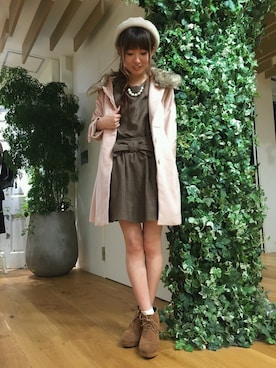 「OLIVE des OLIVE（オリーブデオリーブ）のアイテム（ノーカラージャケット）」を使った、YUKIKOさん（レディース・157cm）の秋コーディネート