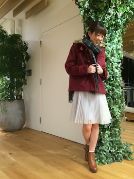 「プリーツ」｜「アイテム（ダッフルコート）」を使った、YUKIKOさん（レディース・157cm）の秋コーディネート