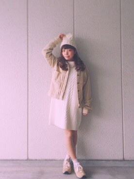 「Crisp（クリスプ）のアイテム（ニットキャップ/ビーニー）」を使った、いとうちあきさん（レディース・151cm）の秋コーディネート