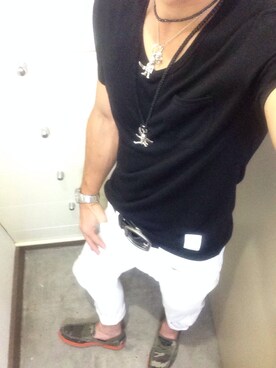 「Chrome Hearts」｜「アイテム（その他シューズ）」を使った、SIMCさん（メンズ・163cm）の夏コーディネート