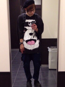 「トイレから失礼しやす」｜「アイテム（ハンチング/ベレー帽）」を使った、たけのこさん（メンズ・166cm）の春コーディネート