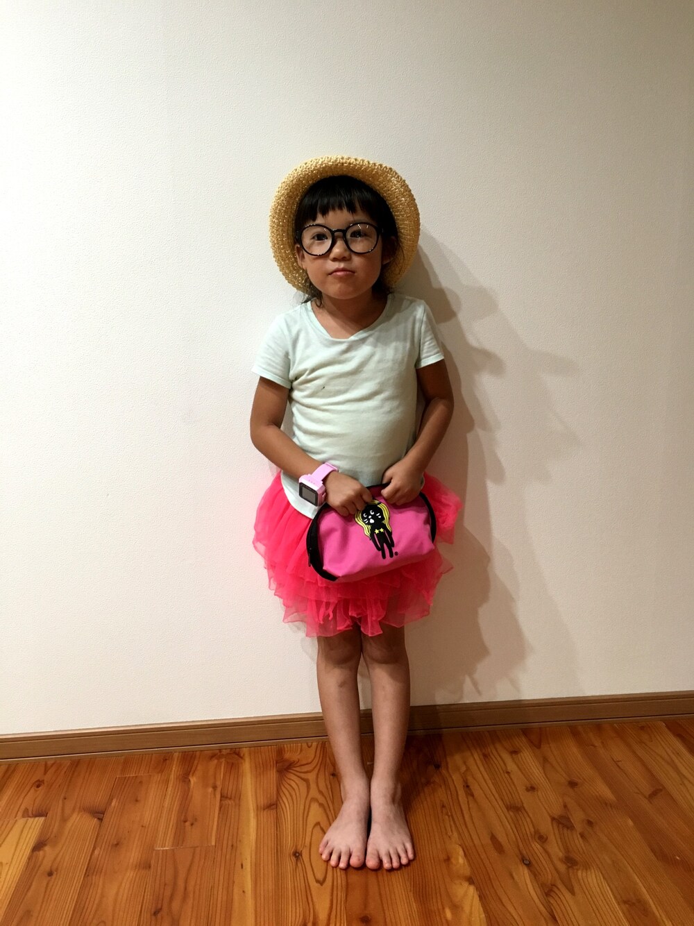 「Ne-netのアイテム（ポーチ、ピンク系）」を使った、ジョルジーニョホンゴウさん（キッズ・110cm）の夏コーディネートの1枚目の写真