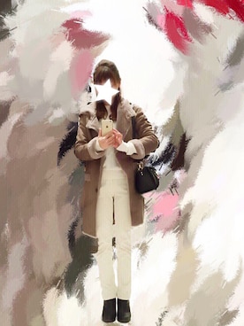 「猫」｜「アイテム（ムートンコート）」を使った、s◡̈➽❥さん（レディース・154cm）の冬コーディネート