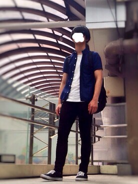 「roshell（ロシェル）のアイテム（バッグ）」を使った、かんぱんさん（メンズ・169cm）の夏コーディネート