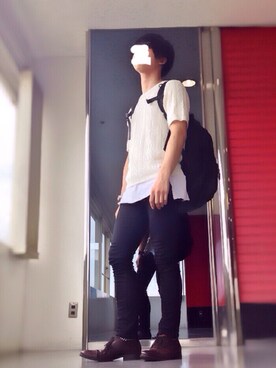 「roshell（ロシェル）のアイテム（バッグ）」を使った、かんぱんさん（メンズ・169cm）の夏コーディネート